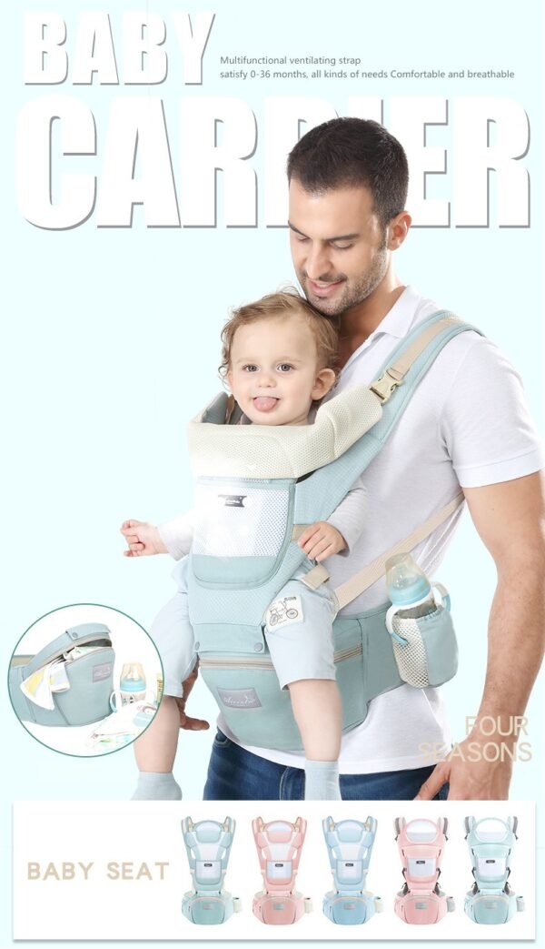 Ergonomische-3-in-1-babydraagdoek-van-katoen-met-heupzitje-12 Ergonomische 3-in-1 Babydrager