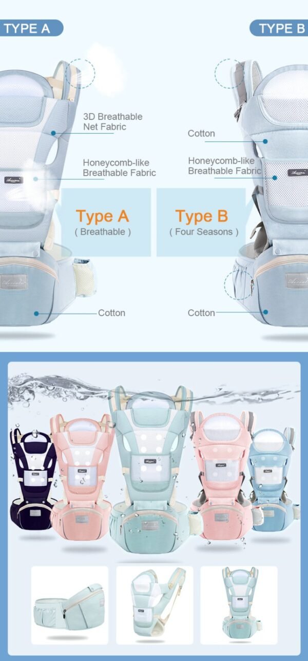 Ergonomische-3-in-1-babydraagdoek-van-katoen-met-heupzitje-3 Ergonomische 3-in-1 Babydrager