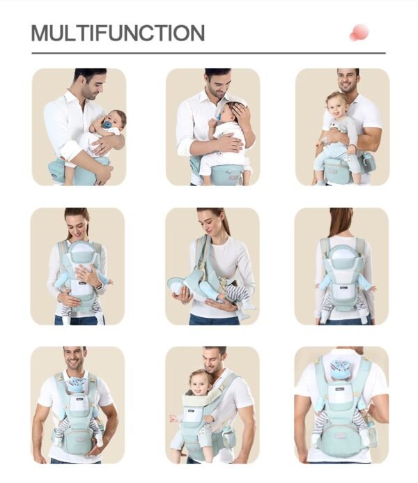 Ergonomische-3-in-1-babydraagdoek-van-katoen-met-heupzitje-5 Ergonomische 3-in-1 Babydrager