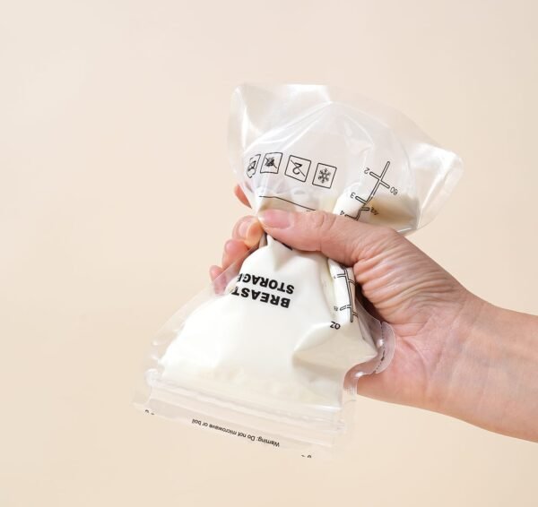 Moedermelk-Koeltas-3 100% BPA-vrije moedermelk bewaarzak van PET en PES met ritssluiting.