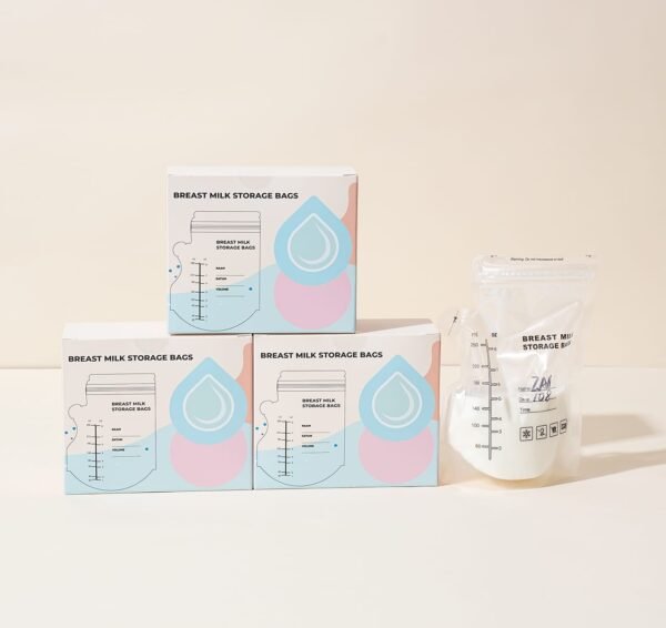 Moedermelk-Koeltas-7 100% BPA-vrije moedermelk bewaarzak van PET en PES met ritssluiting.